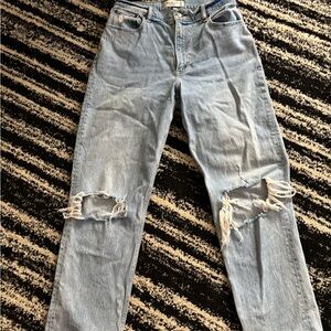 Abercrombie & Fitch Light Blue Ripped 90’s straight ultra high rise